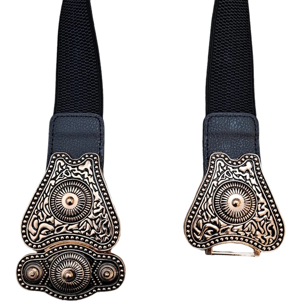 Corset Wide Waist Elastic black & gold statement Belt - Picture 4 of 13